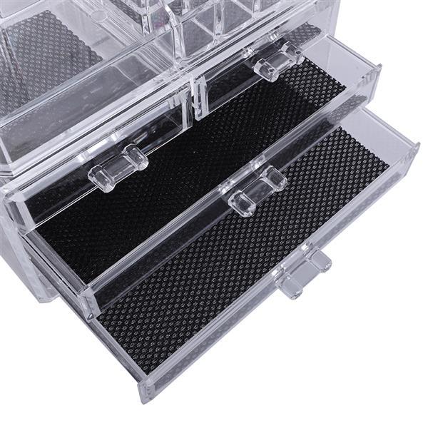 Multi-check & 4 Drawers Integrated Acrylic Makeup Case Cosmetics Organizer Transparent