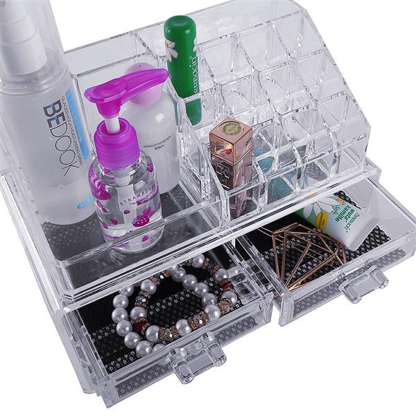 Multi-check & 4 Drawers Integrated Acrylic Makeup Case Cosmetics Organizer Transparent